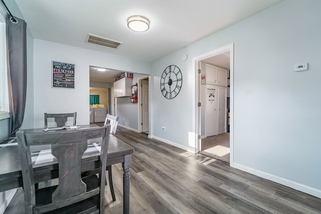 home office featuring hardwood / wood-style flooring