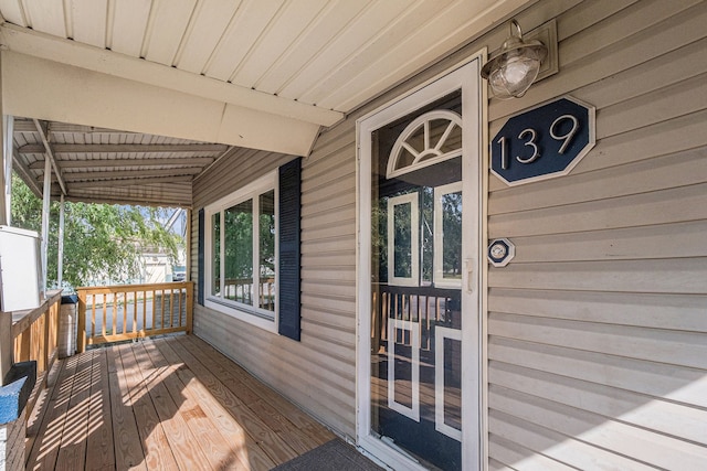 deck featuring covered porch