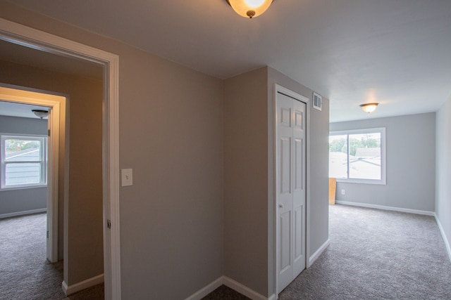 hallway featuring carpet