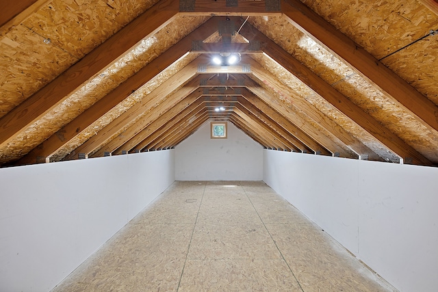 view of unfinished attic