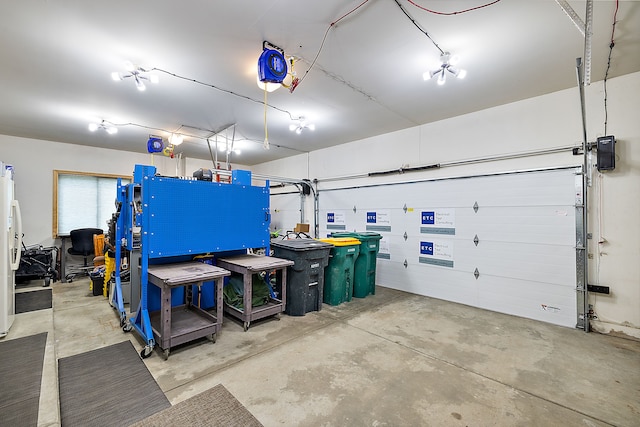 garage with refrigerator