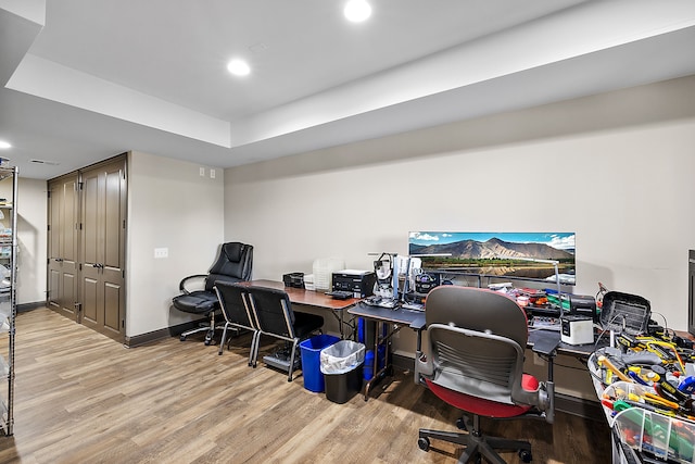 office space featuring light hardwood / wood-style flooring