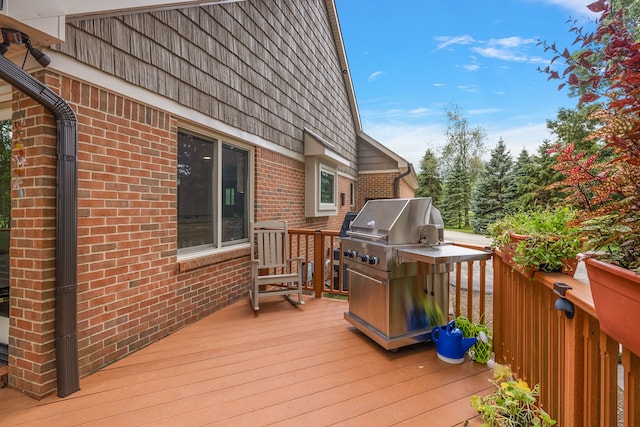12120 Shaffer Rd, Davisburg, MI 48350 - wooden deck featuring a grill