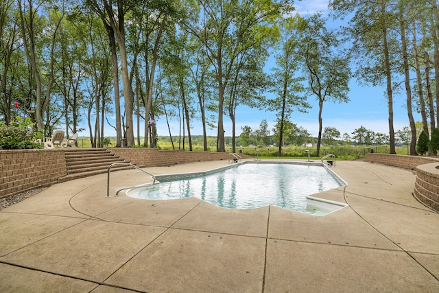 view of pool featuring a patio