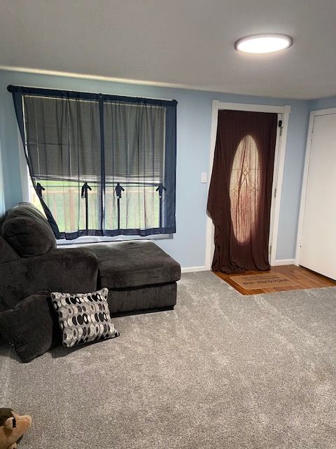 view of carpeted foyer