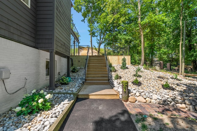 view of yard with stairs