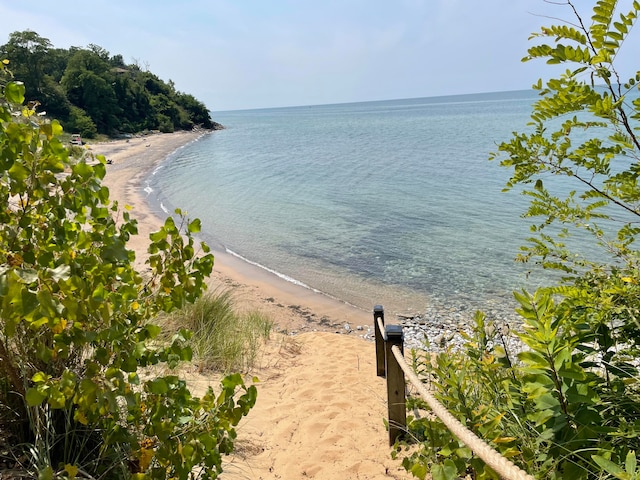 property view of water with a beach view