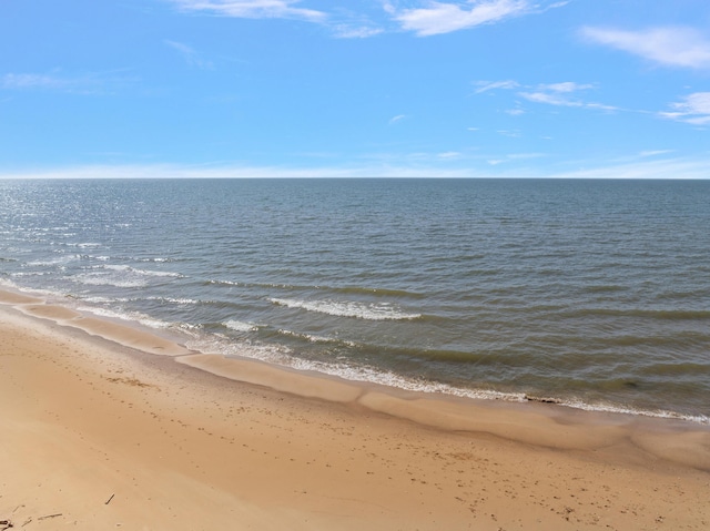 property view of water featuring a beach view