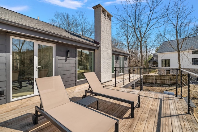 wooden terrace with french doors