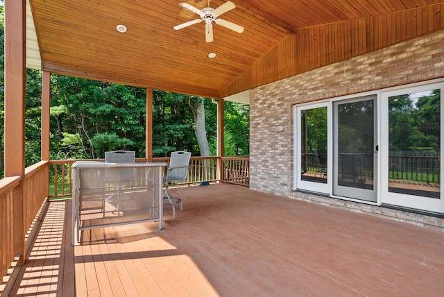 deck featuring ceiling fan