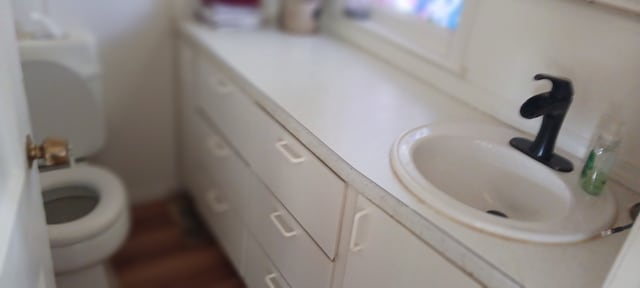 bathroom featuring vanity and toilet