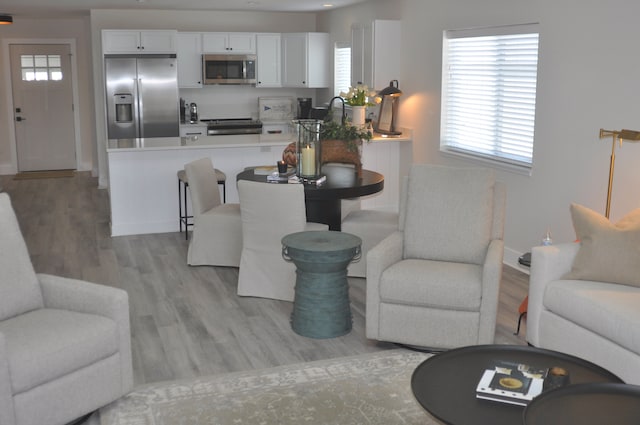 living room with light wood-type flooring