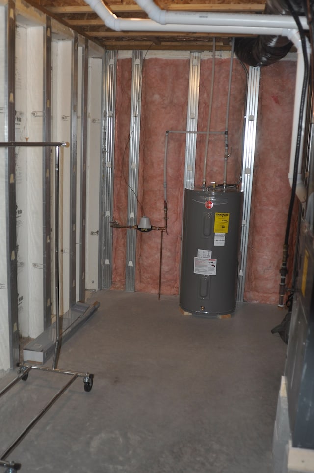 basement featuring water heater