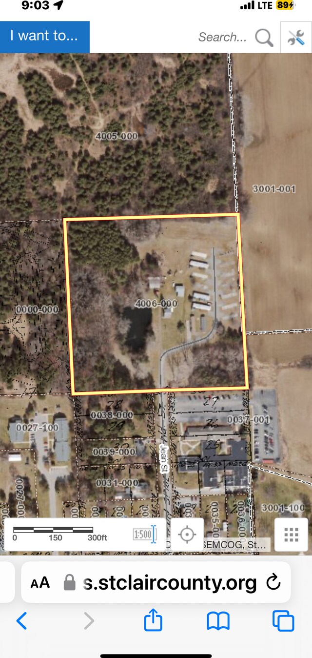 102 Jean St, Yale, MI 48097 - aerial overview of property's location with property parcel outlined