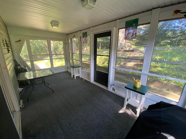 view of unfurnished sunroom