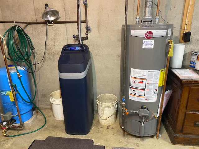 utility room with gas water heater