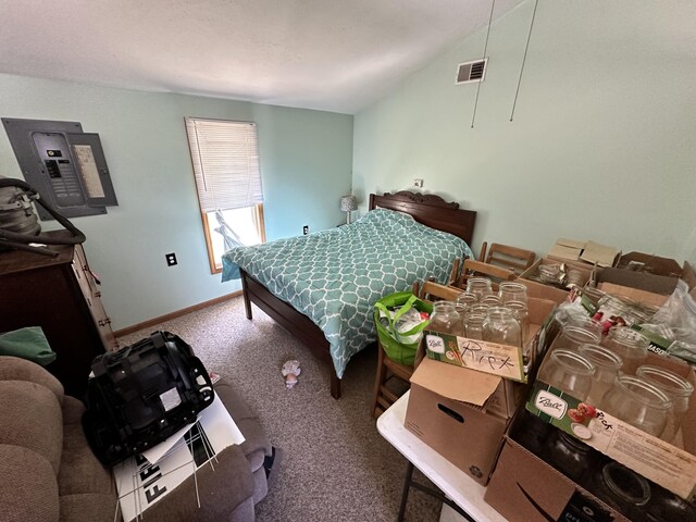 2717 N Sherman Rd, Ludington, MI 49431 - bedroom featuring carpet floors, electric panel, and baseboards