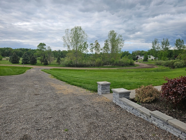 view of property's community with a yard