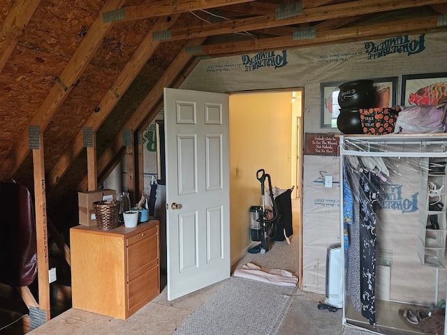 interior space featuring lofted ceiling