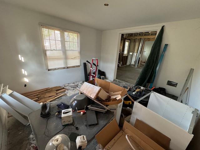 miscellaneous room featuring dark hardwood / wood-style floors