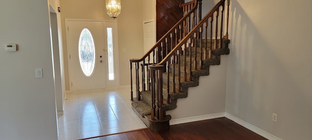 foyer entrance featuring hardwood / wood-style flooring