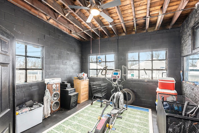 miscellaneous room with ceiling fan