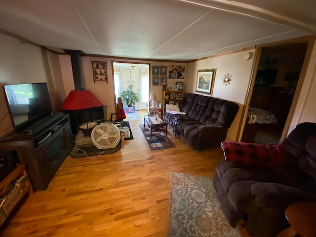 living room with light hardwood / wood-style floors