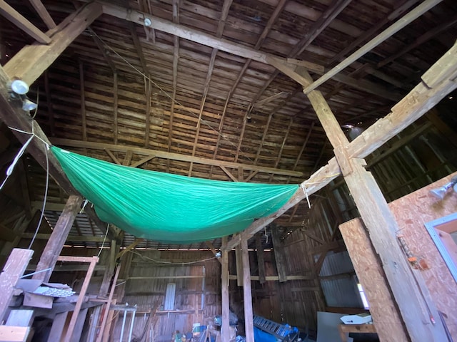 view of unfinished attic