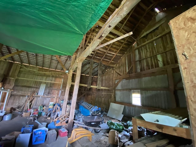 misc room with vaulted ceiling