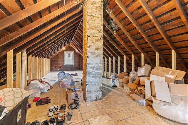 view of unfinished attic