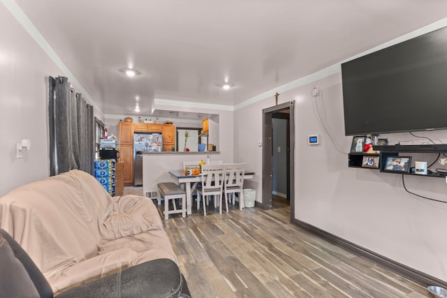 living room with hardwood / wood-style floors