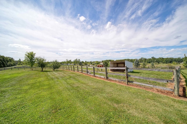 view of yard featuring a rural view