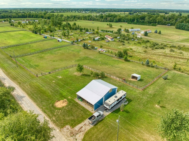 drone / aerial view with a rural view