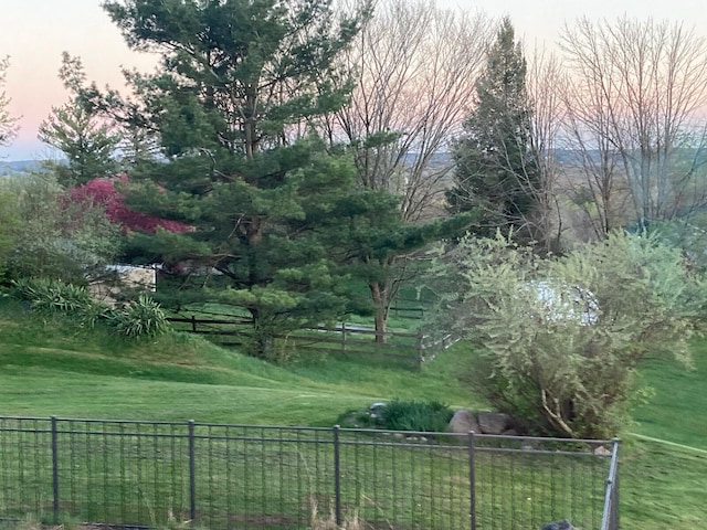 view of yard at dusk