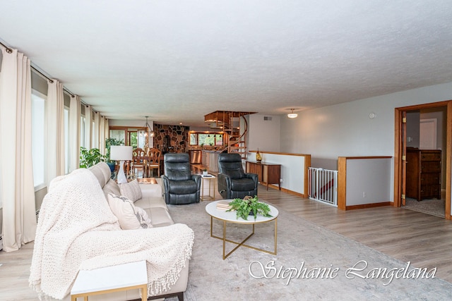 living room with light hardwood / wood-style floors