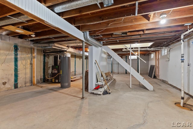 basement with gas water heater