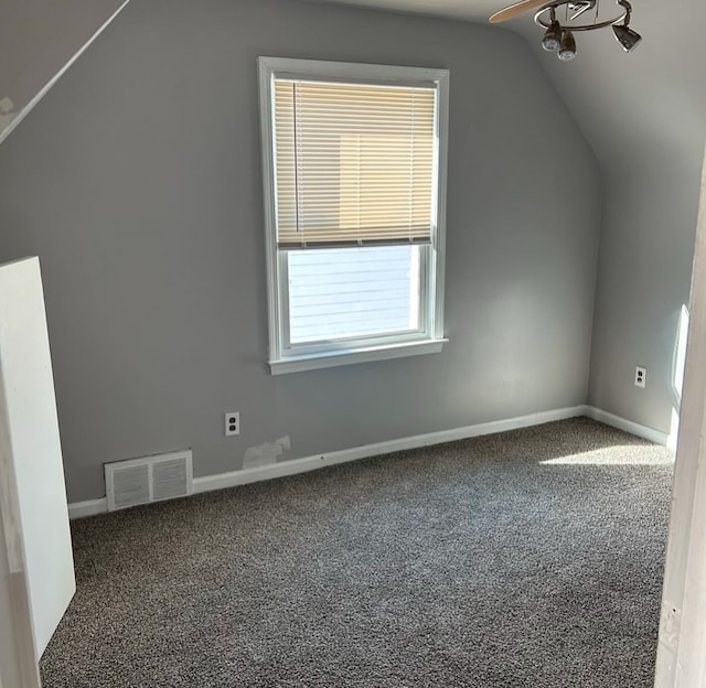 bonus room featuring vaulted ceiling and carpet