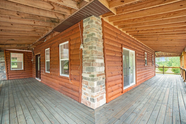 deck with covered porch