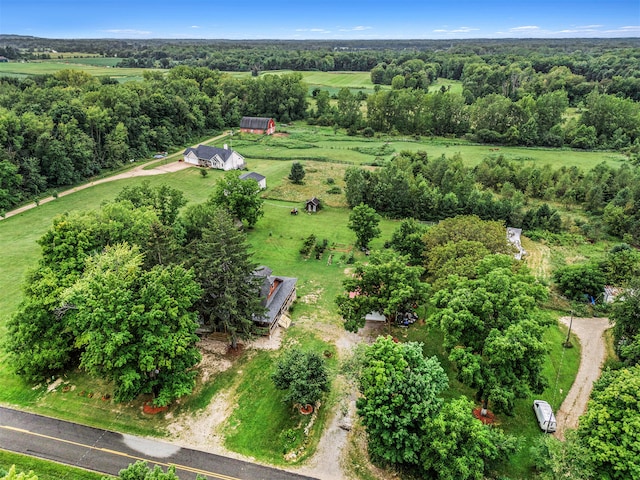 drone / aerial view with a rural view