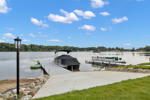 dock area featuring a water view