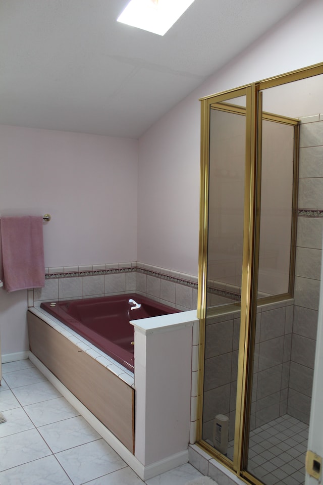 29352 Medburn Ct, Farmington Hills, MI 48336 - bathroom with a shower stall, a garden tub, and vaulted ceiling