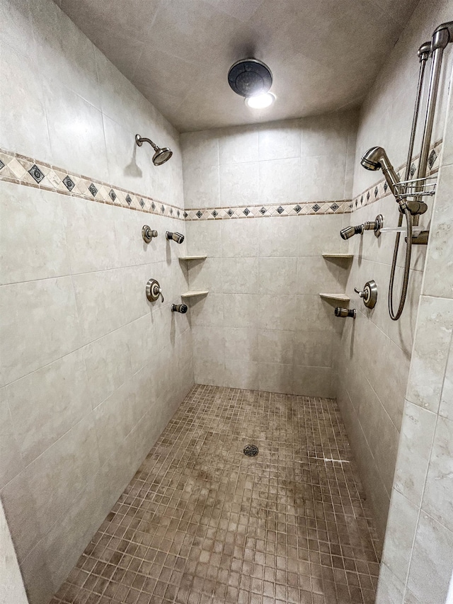 bathroom with tiled shower