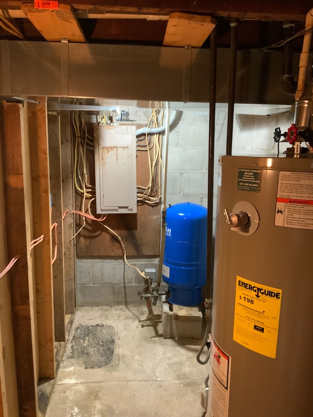 utility room with gas water heater