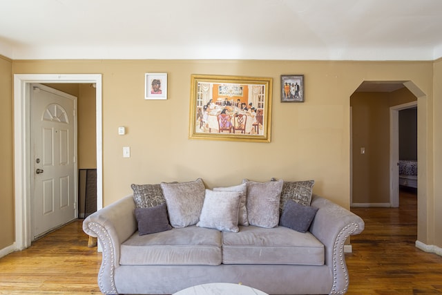 living room featuring wood-type flooring