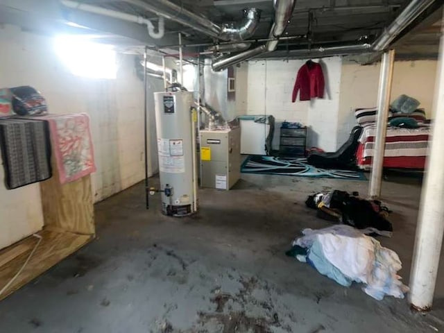 basement featuring water heater