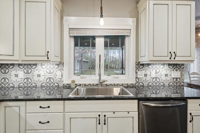 kitchen featuring white cabinetry, a wealth of natural light, and dishwasher