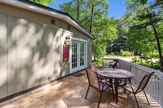 wooden deck with french doors