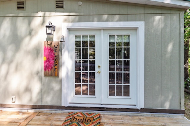 doorway to property featuring french doors