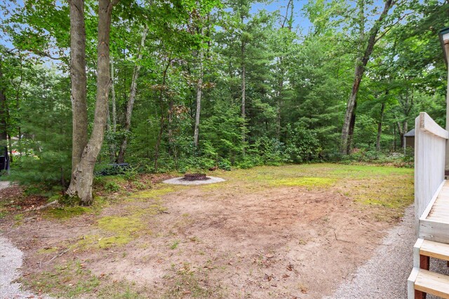 8529 N Blair Dr, Bitely, MI 49309 - view of yard with an outdoor fire pit