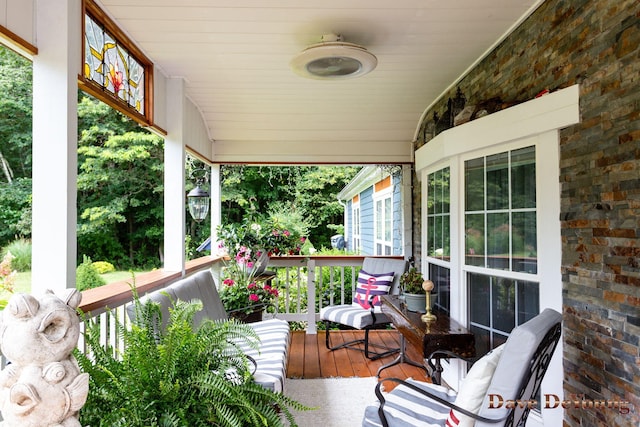 deck with covered porch